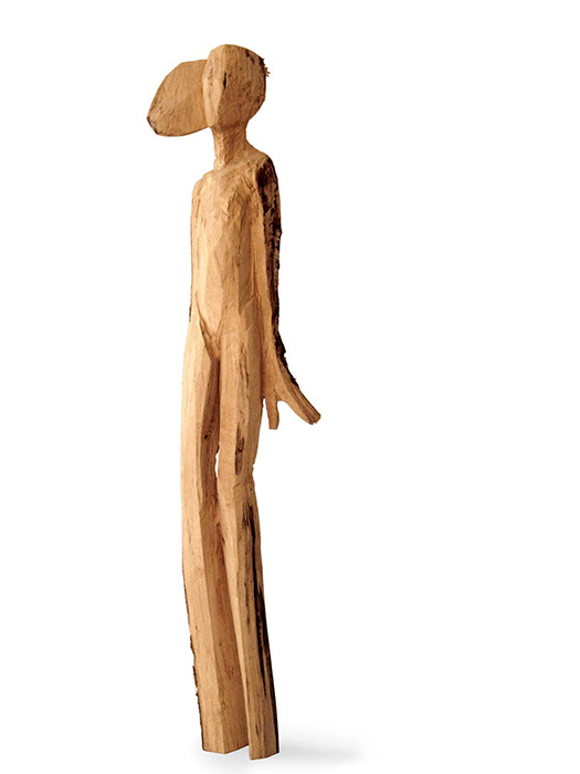 Mädchen mit zwei Gesichtern, Birkenstamm, H 186cm